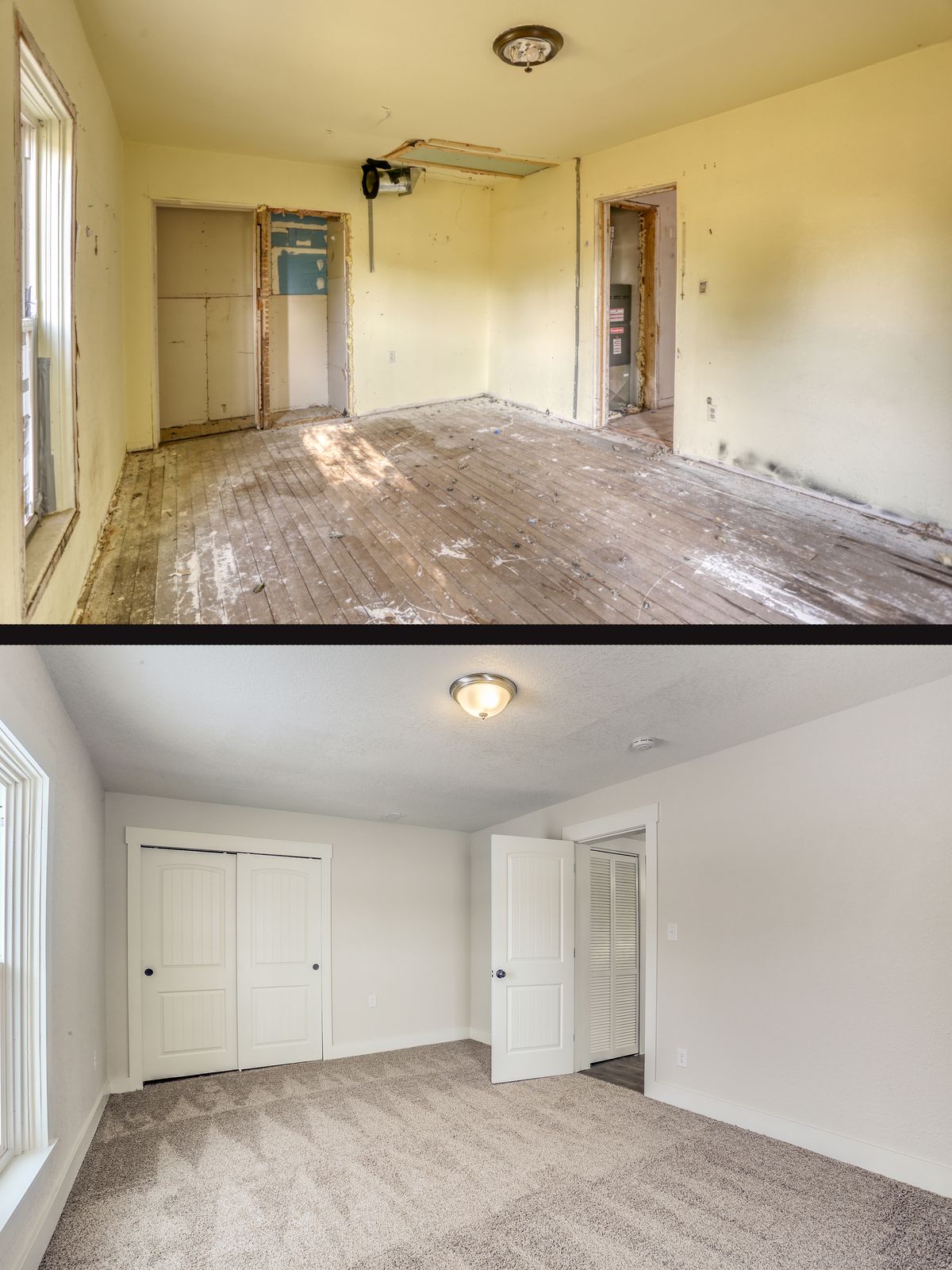 Bedroom remodel before and after by N&N Construction, Painting and Handyman Services, Inc.